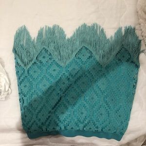 Turquoise fringe skirt